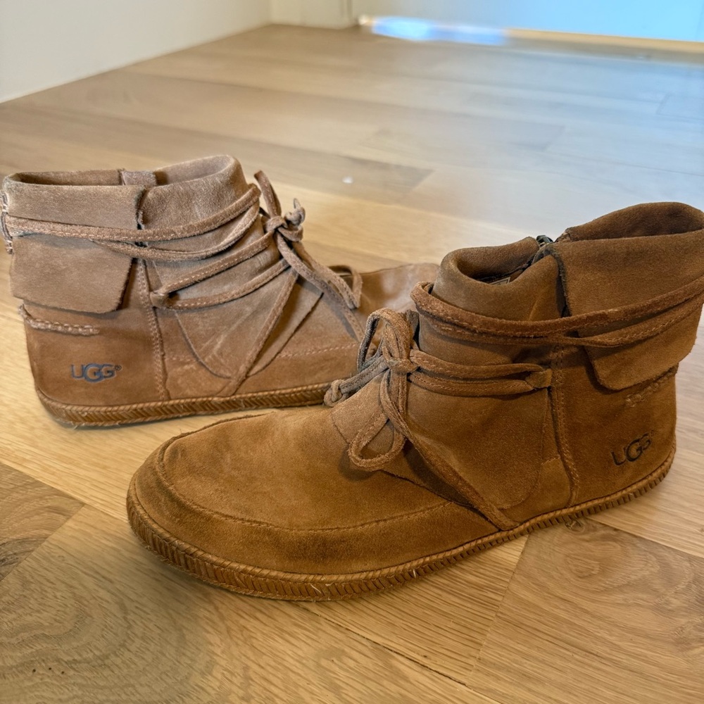 UGG Reid Chestnut Suede Lace-Up Ankle Boots